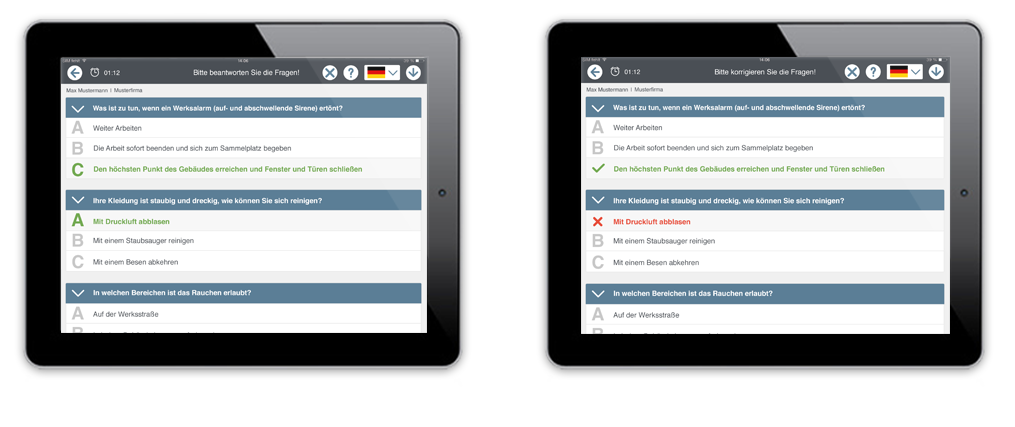 .secure.CERTIFY - Fragen beantworten und korrigieren